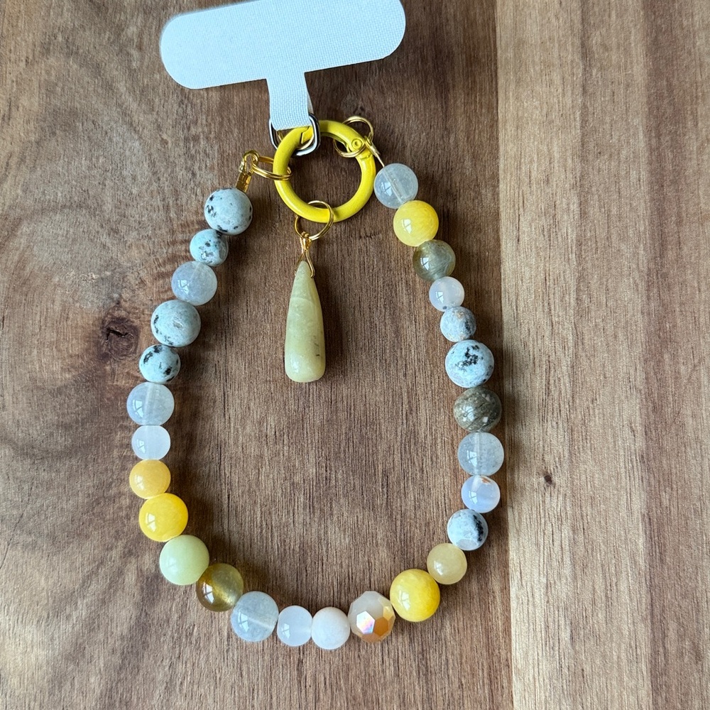 ⭐️ 109. Handmade REAL STONE -GD Passionfruit- Phone Strap Bracelet Clip On